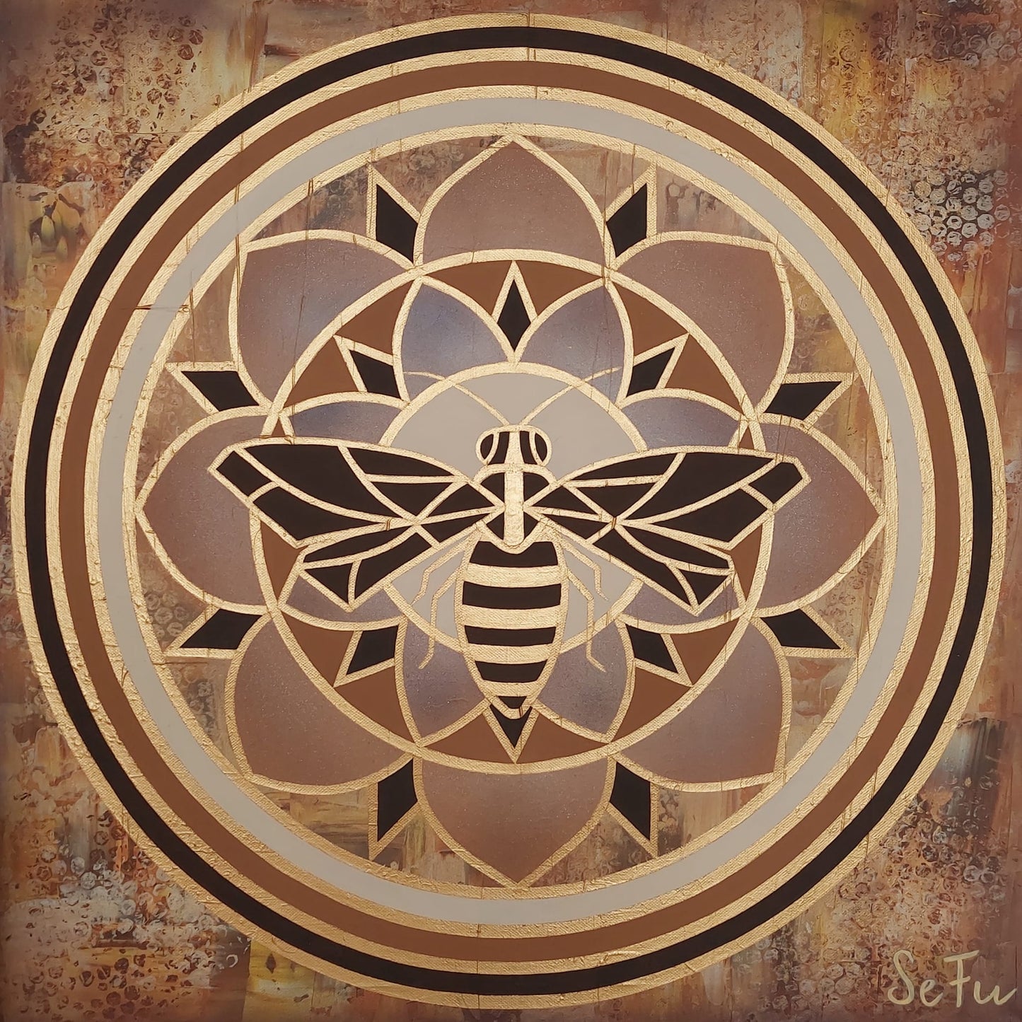 Bienenmandala - Unikat - Acryl Original SeFu - 60x60