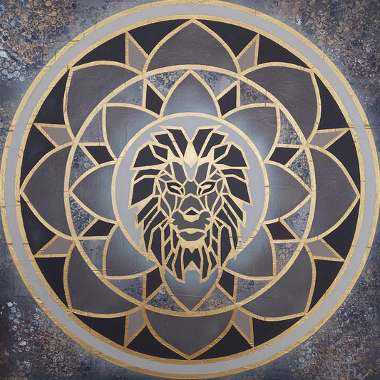 Löwenmandala - Unikat - Acryl Original SeFu - 60x60